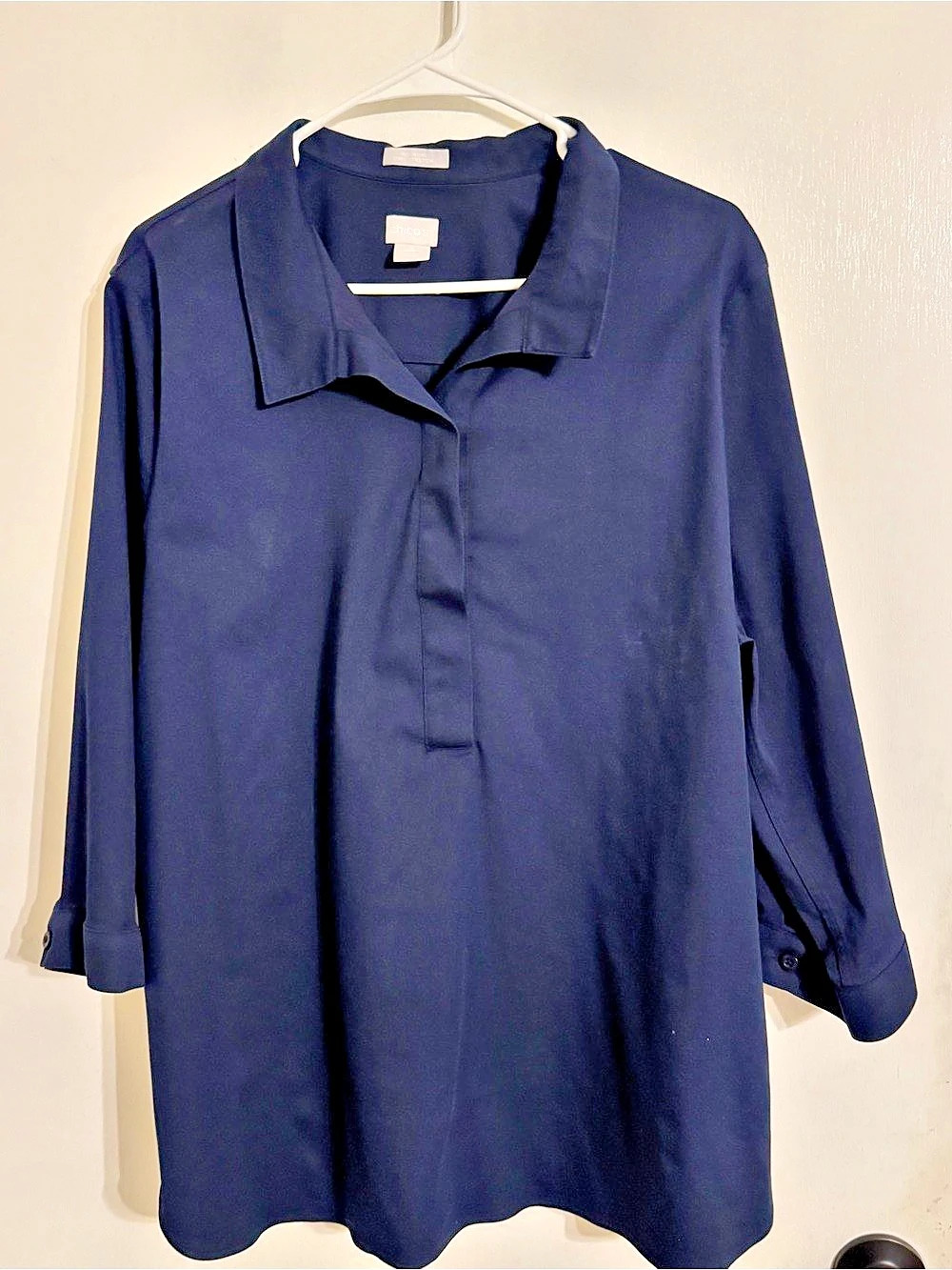 Chico's No Iron Chic Stretch Tunic Blue Size 3